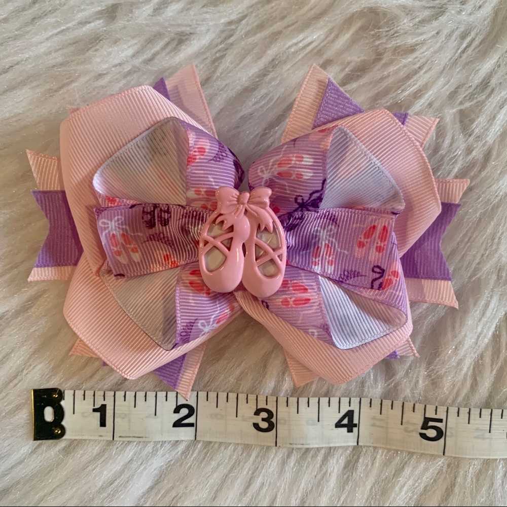 🎀 Purple & Pink Ballet Hair Bow Barrette Clip 🎀 - Picture 4 of 5